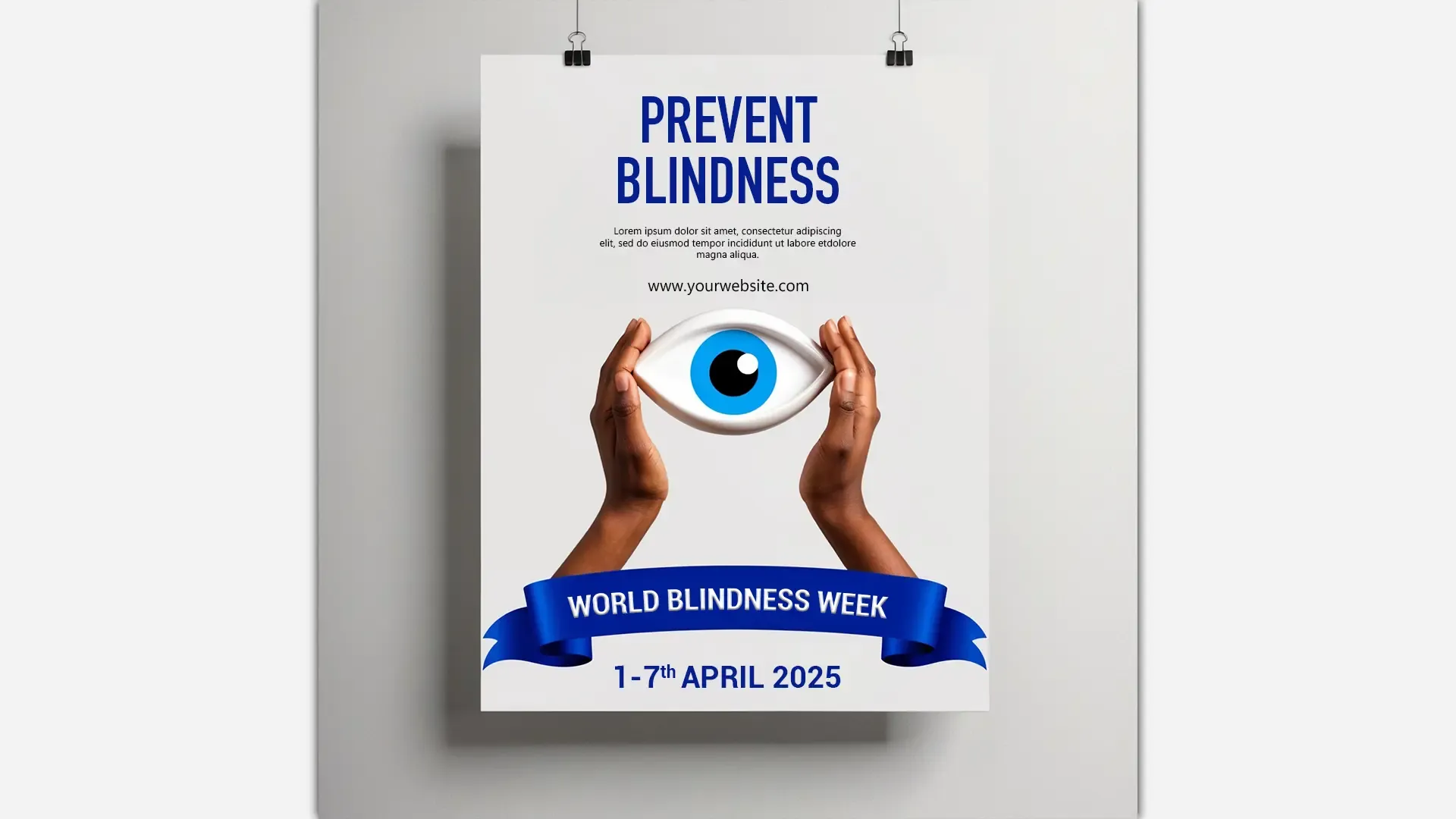 World Blindness Week 2025 Instagram Post with Eye and Hands Design